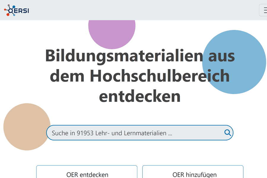 Weboberfläche von OERSI / oersi.org (Screenshot 2025)