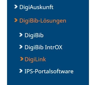 Ausschnitt aus der linken Navigation mit dem Produktbereich 